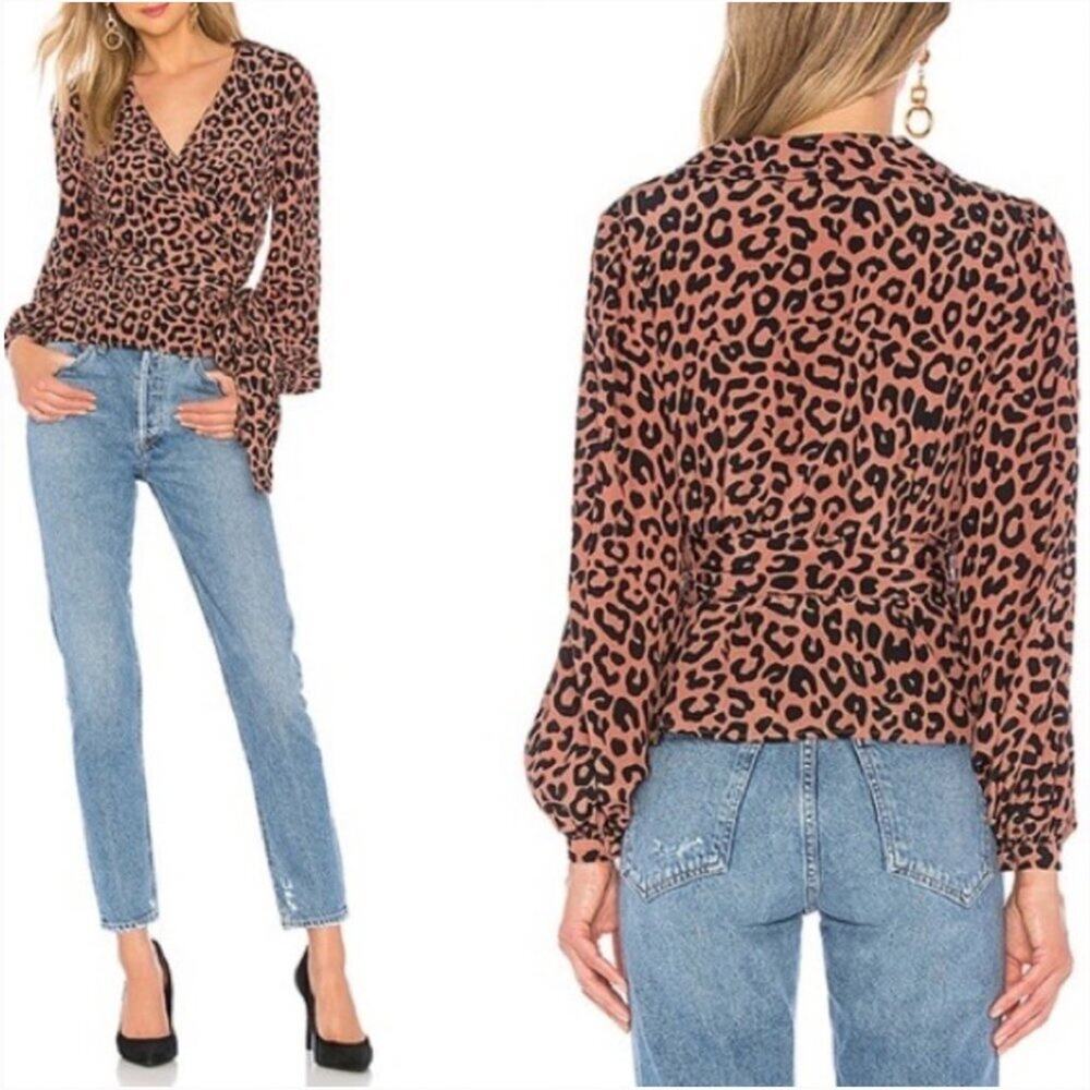 Lovers + Friends Mikayla Cheetah Print Wrap Blouse
